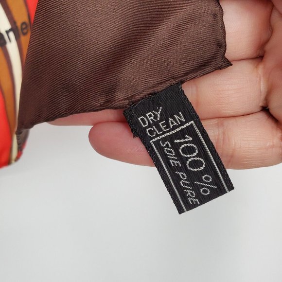 Daniel La Foret Silk Scarf Hand Rolled Brown Multicolor Geometric Striped - Picture 8 of 12